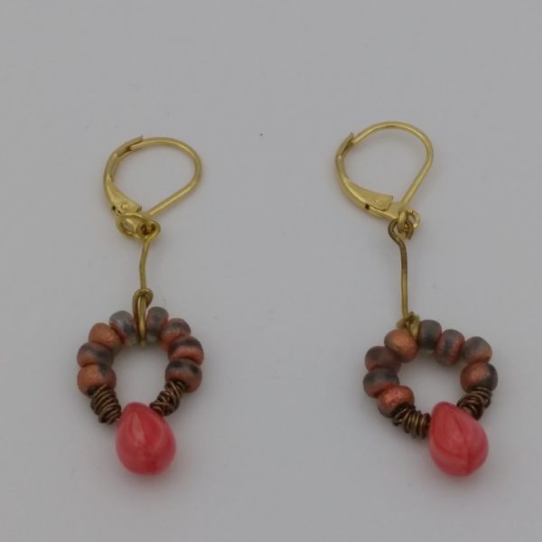 Boucles d'oreilles avec perles en forme de goutte roses